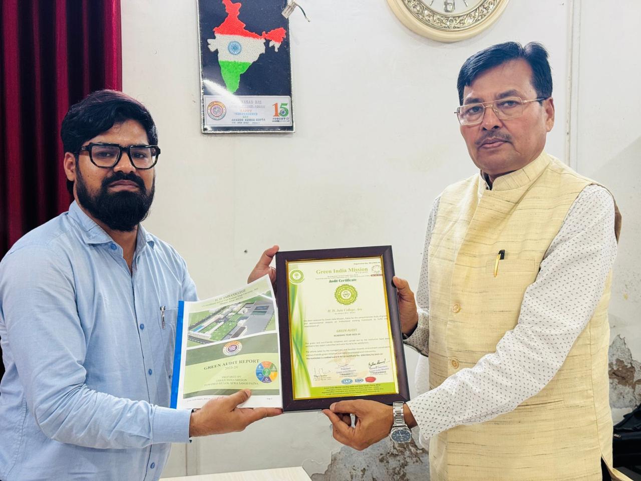 Green Audit & Energy Audit Certification Presented to the Principal.